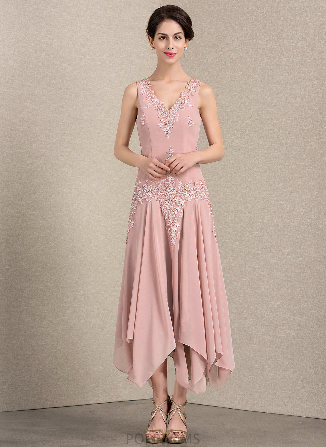 V-neck Chiffon the Rhoda Lace Dress Bride Appliques With Mother of the Bride Dresses Ankle-Length of A-Line Sequins Mother