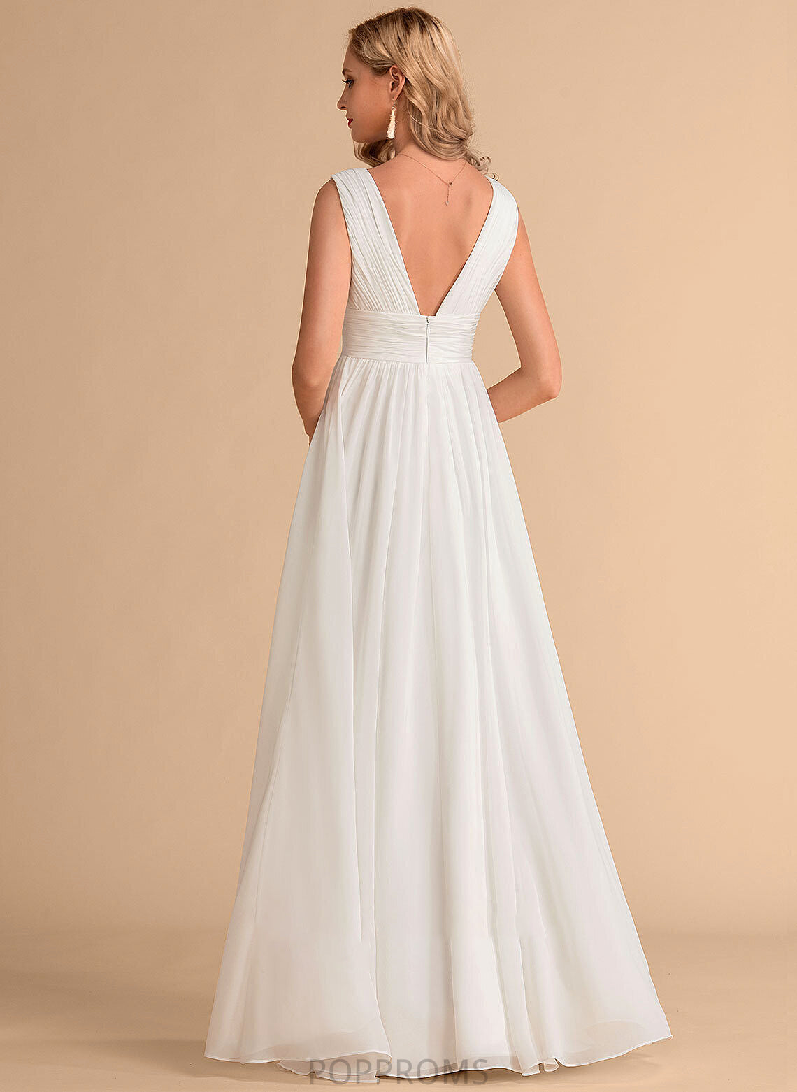 V-neck Ally With Chiffon Wedding Dresses Front Split Dress A-Line Floor-Length Wedding