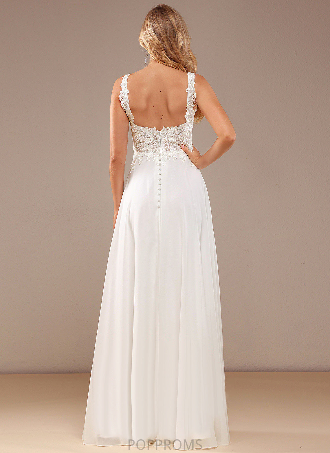 Dress Sequins With Wedding A-Line Square Jaelyn Floor-Length Chiffon Lace Wedding Dresses