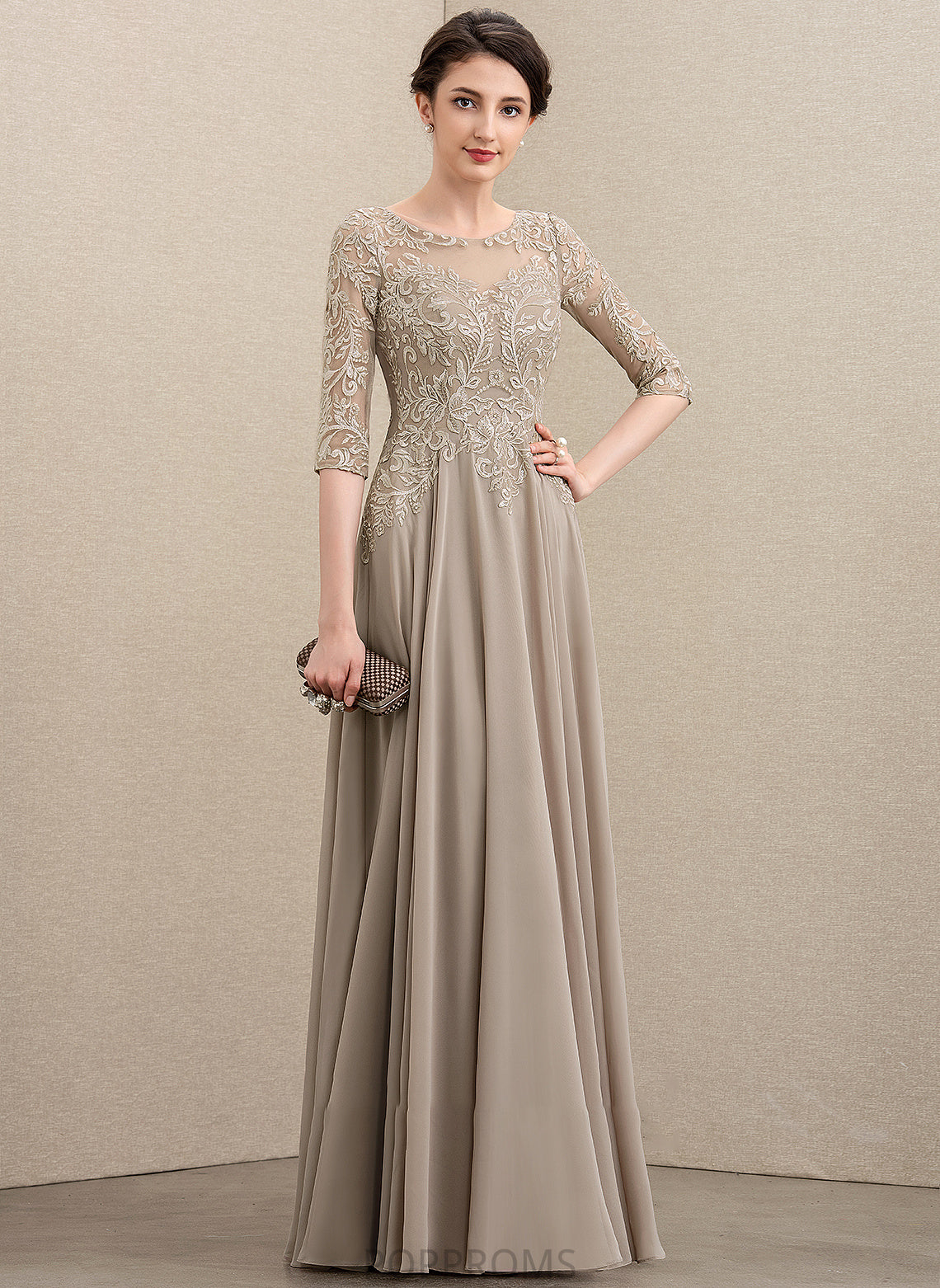 Neck Mckayla A-Line Bride With Floor-Length Mother Sequins Scoop Mother of the Bride Dresses the Lace of Dress Chiffon