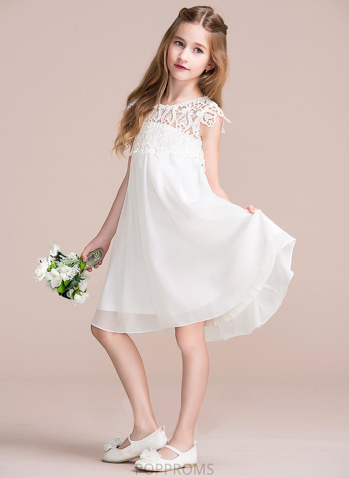 Chiffon/Lace Scoop Amy Knee-length Girl Flower Girl Dresses Empire - Flower Dress Neck Sleeveless