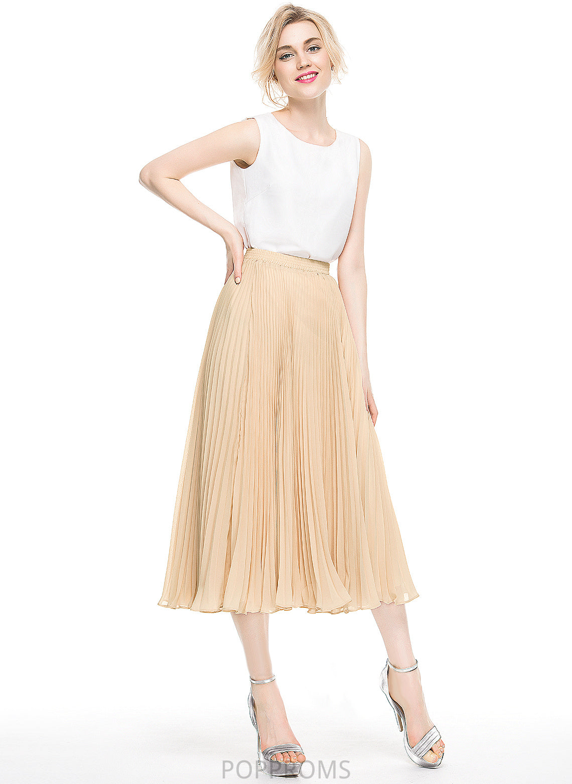 Skirt Dakota Pleated A-Line/Princess Tea-Length With Cocktail Dresses Chiffon Cocktail