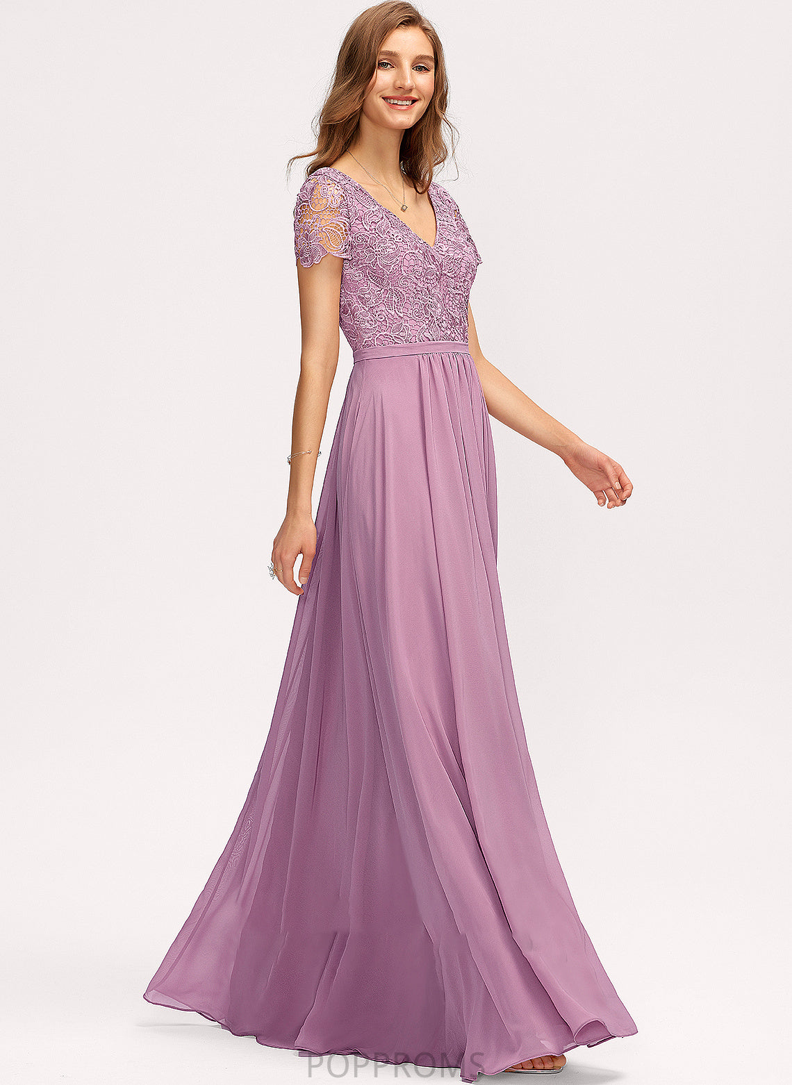 Length SplitFront A-Line Floor-Length V-neck Silhouette Neckline Embellishment Fabric Ava Spaghetti Staps Sleeveless Bridesmaid Dresses