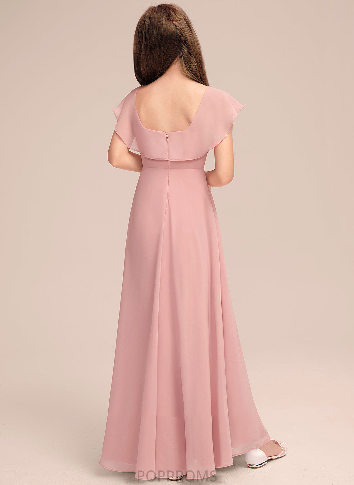 With Chiffon Floor-Length Junior Bridesmaid Dresses Neck Paula A-Line Scoop Cascading Ruffles