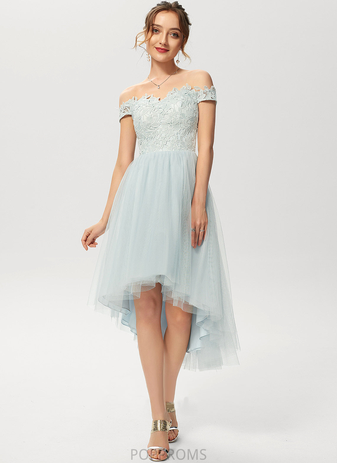 Cocktail Dresses Dress Lace Reina Cocktail Off-the-Shoulder A-Line Asymmetrical Tulle