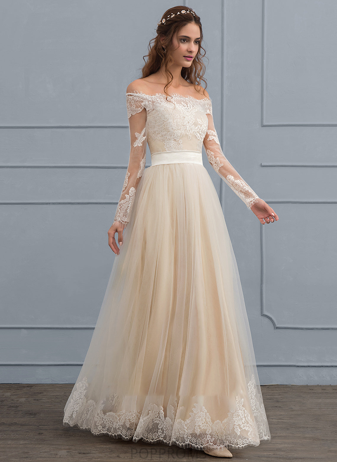 A-Line Floor-Length Dress Lace Tulle Wedding Wedding Dresses Arianna