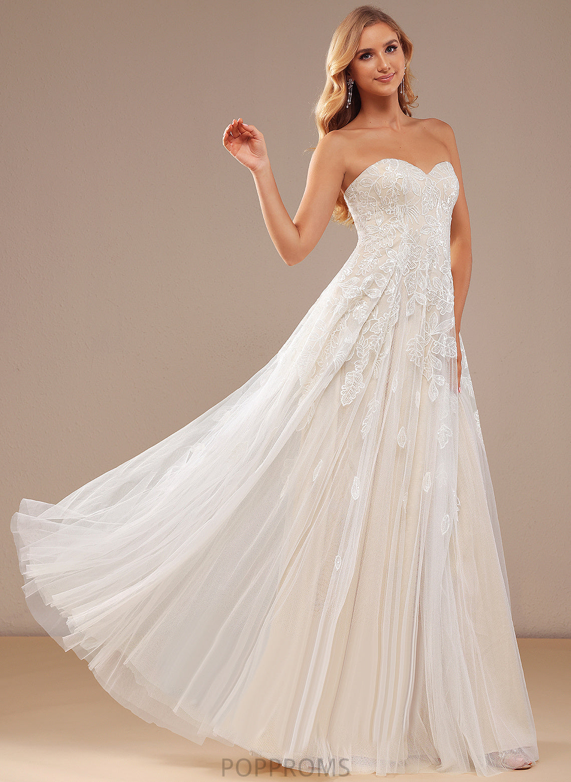 Floor-Length Wedding Dresses A-Line Dress Wedding Lace Lilly Sweetheart Sequins With