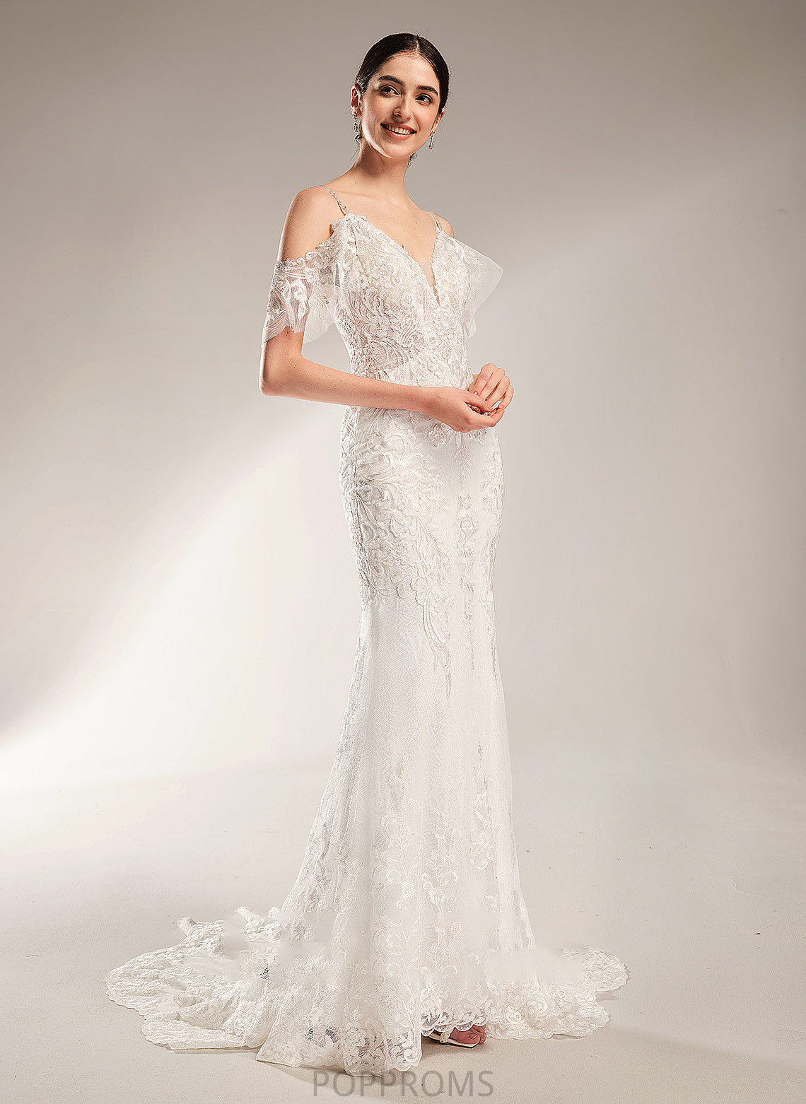 Beading Wedding Dresses With Chapel Sequins Train V-neck Trumpet/Mermaid Wedding Dress Sophia