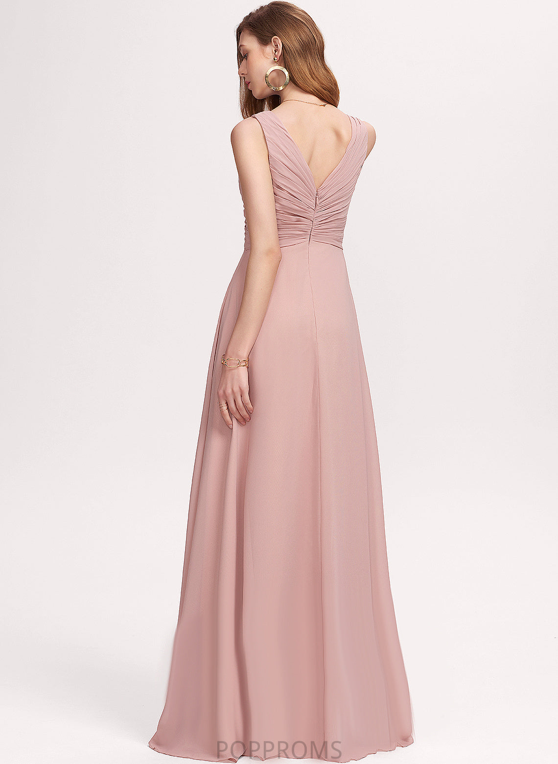 With Chiffon Rita Prom Dresses A-Line Floor-Length Pleated V-neck