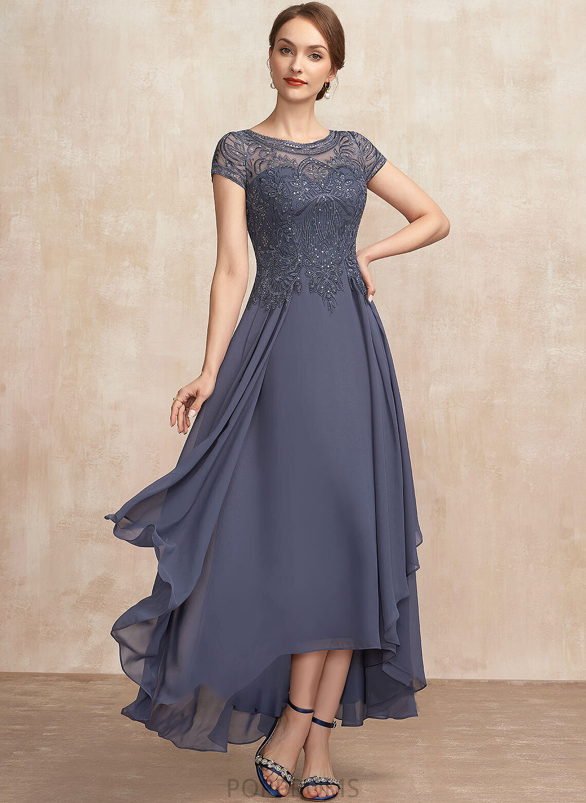 Mother of the Bride Dresses the Bride Mother Neck Sequins Scoop Asymmetrical A-Line Lace With of Dress Jaylynn Chiffon