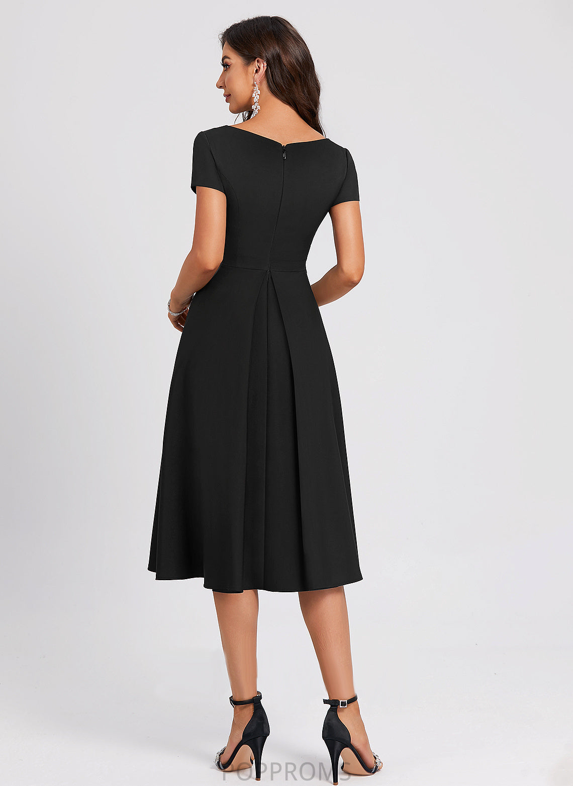 Cocktail Crepe Kaya Stretch Dress V-neck Cocktail Dresses A-Line Knee-Length