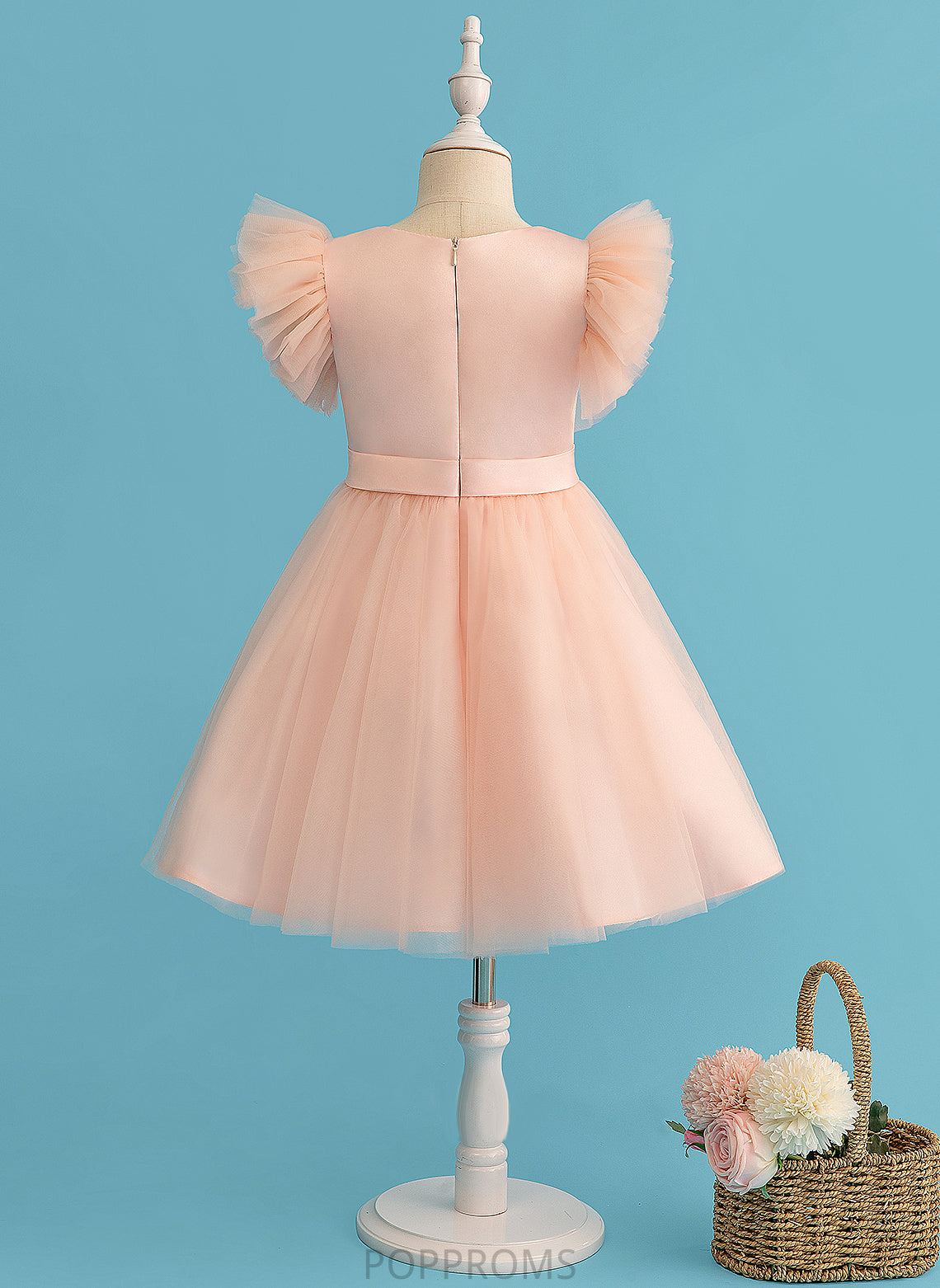 Tulle Simone Flower Scoop - Flower Girl Dresses Sleeves Short Knee-length Girl Neck A-Line Dress