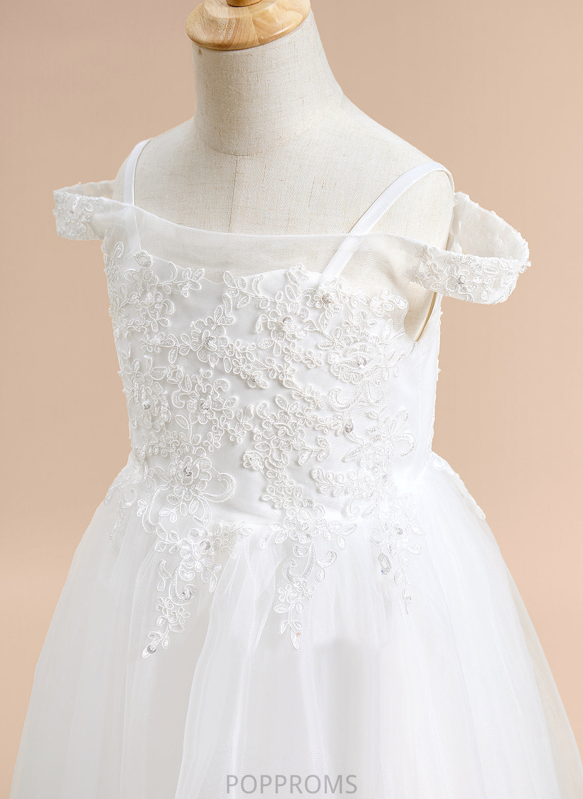 Dress Off-the-Shoulder Sleeveless Lace Tulle Flower Girl - Flower Girl Dresses Dania A-Line Tea-length With