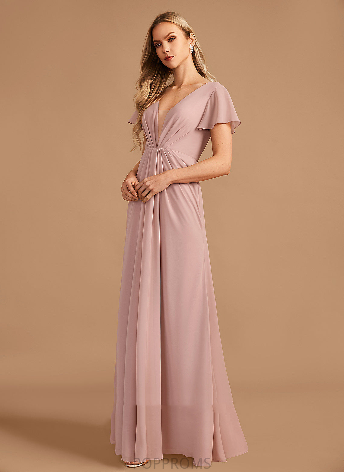 Embellishment A-Line Ruffle Fabric Silhouette V-neck Neckline Length Floor-Length Cheyenne Floor Length Natural Waist Bridesmaid Dresses