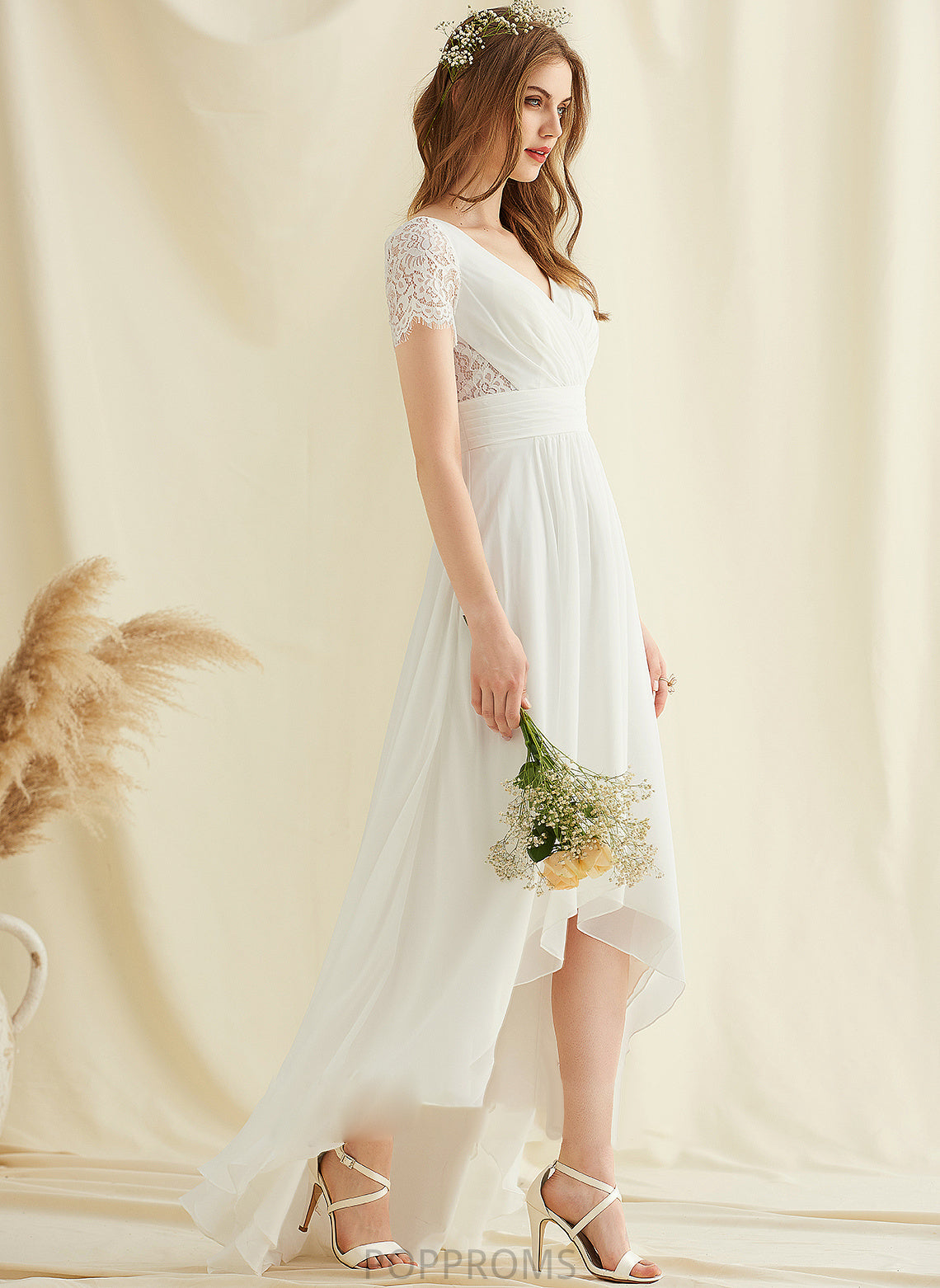 Wedding A-Line Dress Wedding Dresses Parker Chiffon Lace Asymmetrical V-neck