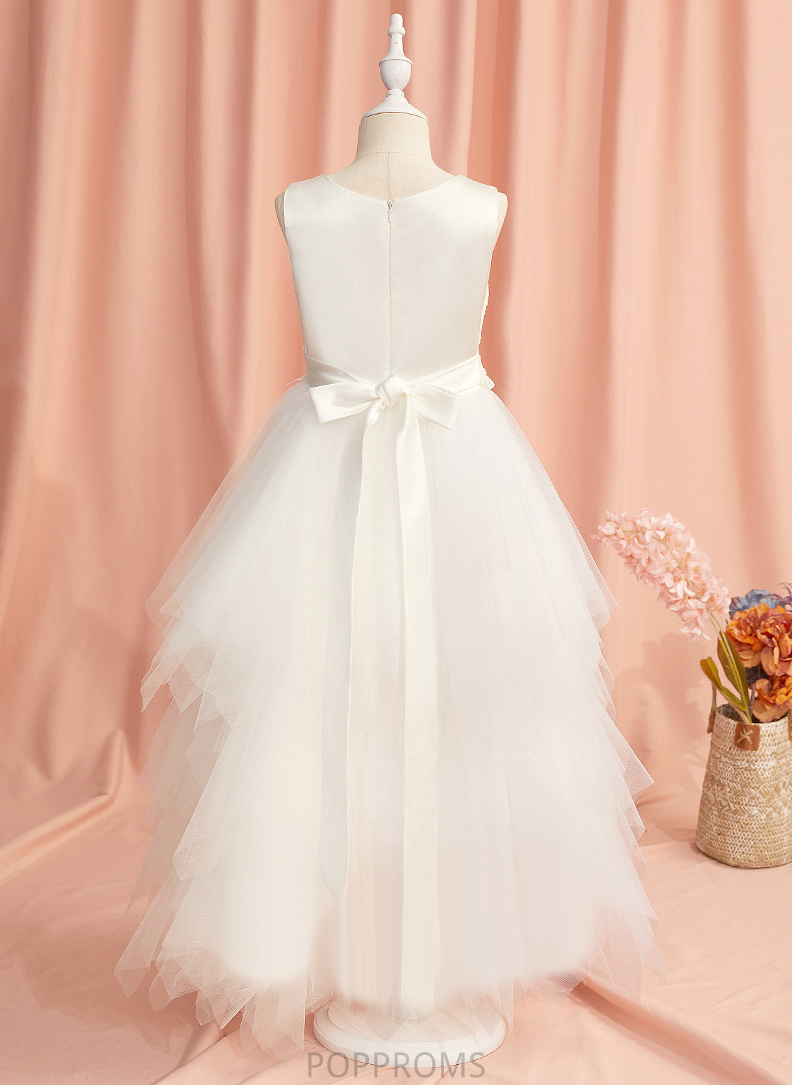 Satin/Tulle Flower Girl Dresses Dress Bryanna Lace/Beading Ball-Gown/Princess Neck Ankle-length Scoop Sleeveless - With Girl Flower