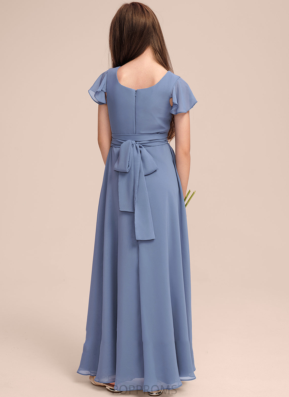 With Junior Bridesmaid Dresses Neck Bow(s) Scoop A-Line Winifred Floor-Length Chiffon