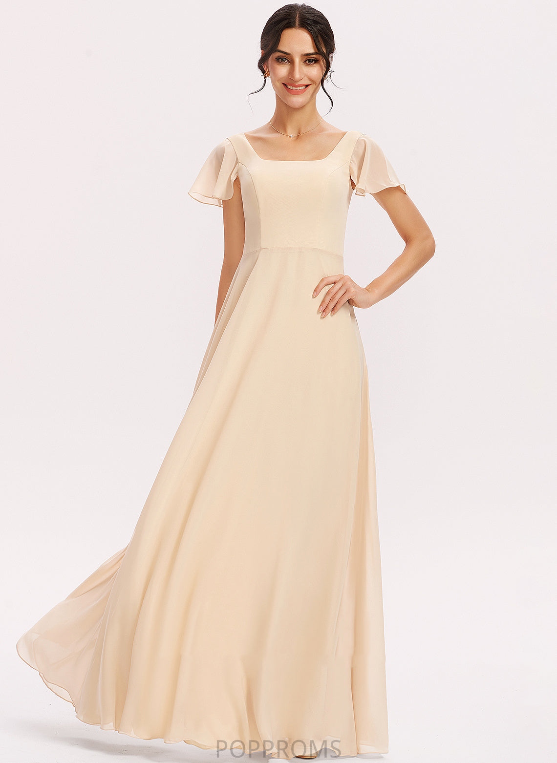 Length Embellishment SquareNeckline Silhouette Neckline CascadingRuffles Fabric Floor-Length A-Line Kenzie A-Line/Princess Floor Length Bridesmaid Dresses