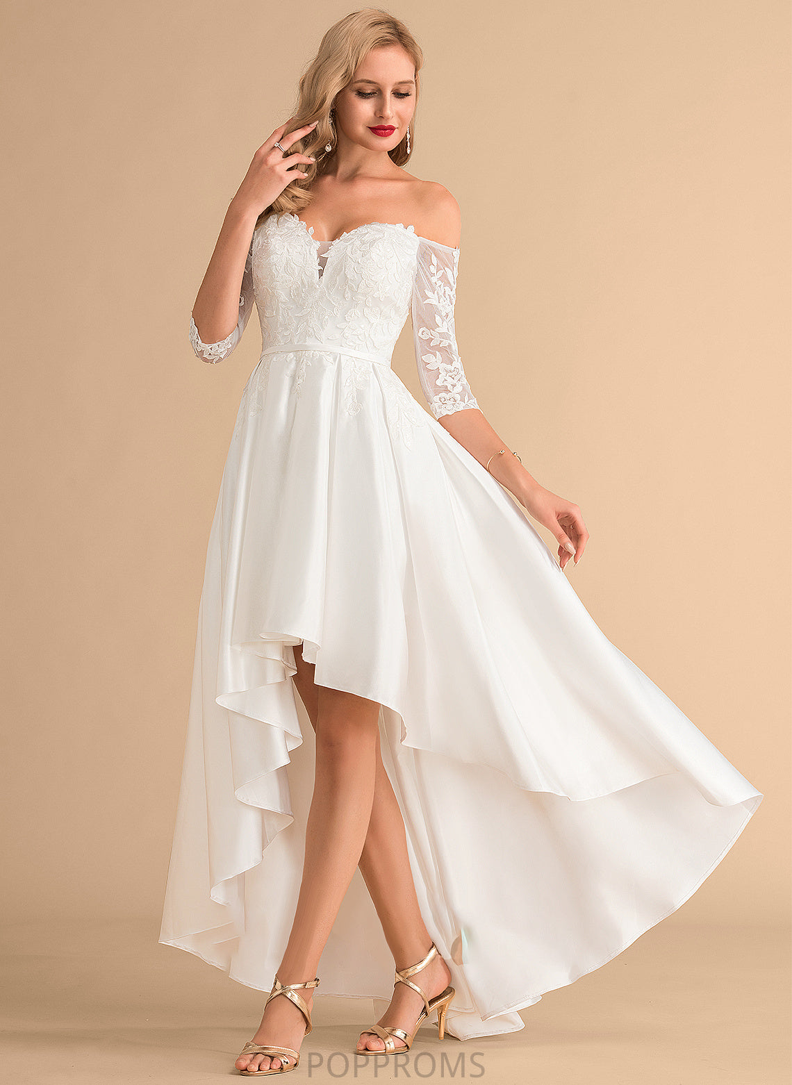 Asymmetrical Wedding Dress Satin Lace Wedding Dresses A-Line Vera