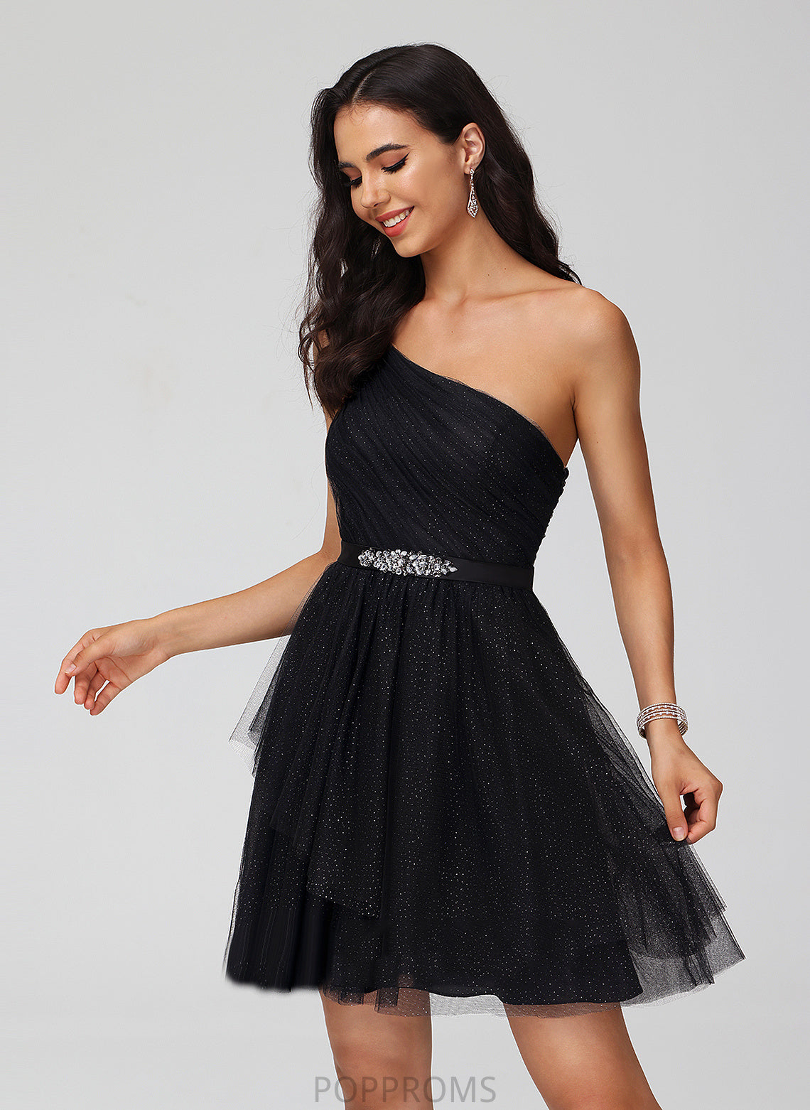 With Tulle Regina Sequins A-Line Dress One-Shoulder Short/Mini Beading Homecoming Dresses Homecoming