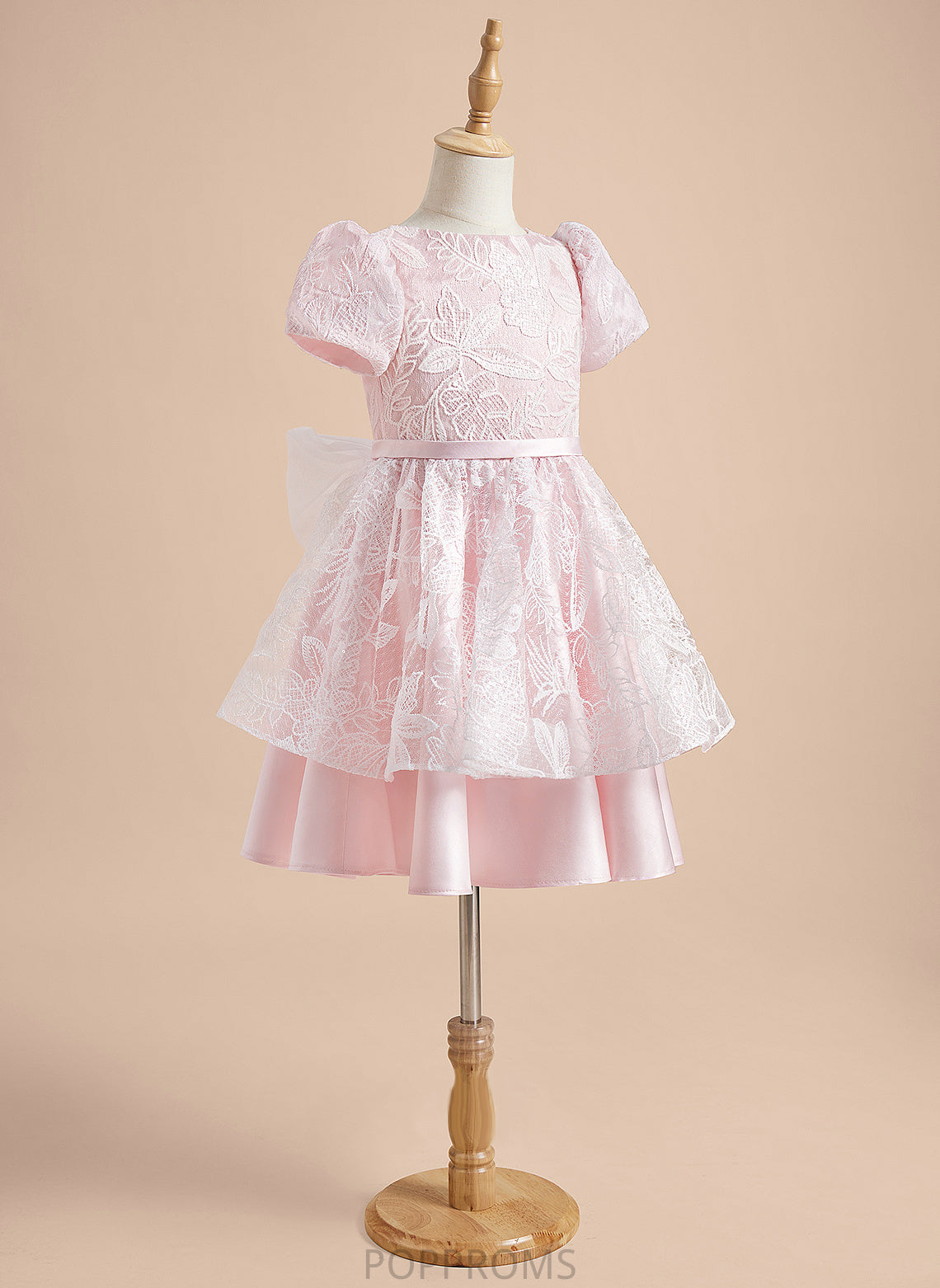 With Dress Flower Knee-length Short Meg Sleeves Girl Scoop Neck - A-Line Satin/Tulle Lace/Sequins/Bow(s) Flower Girl Dresses