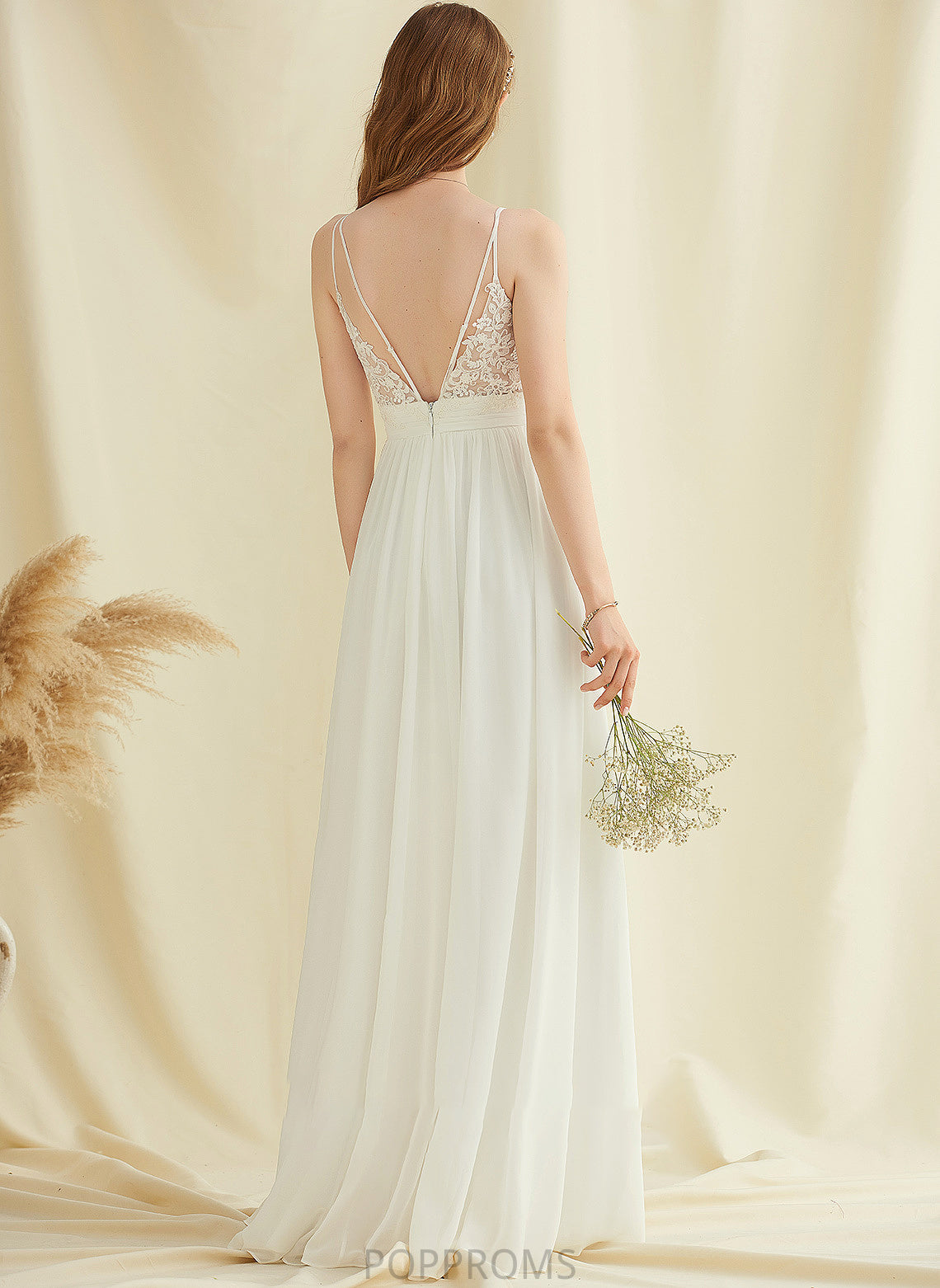 Brittany Chiffon Floor-Length Lace With Dress Wedding Wedding Dresses V-neck A-Line