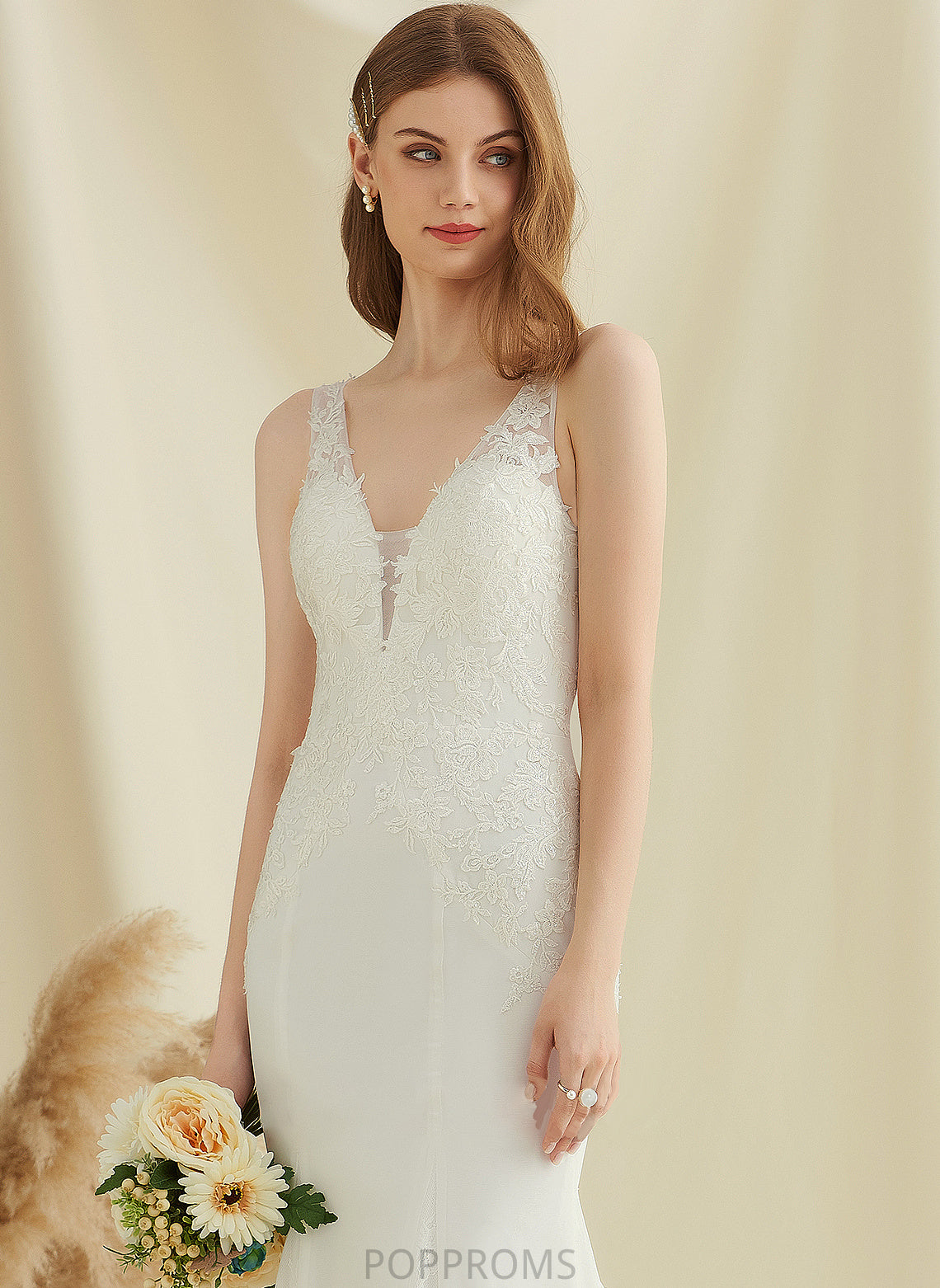 Dress Phoenix Trumpet/Mermaid Train Wedding Court V-neck Wedding Dresses Chiffon Lace