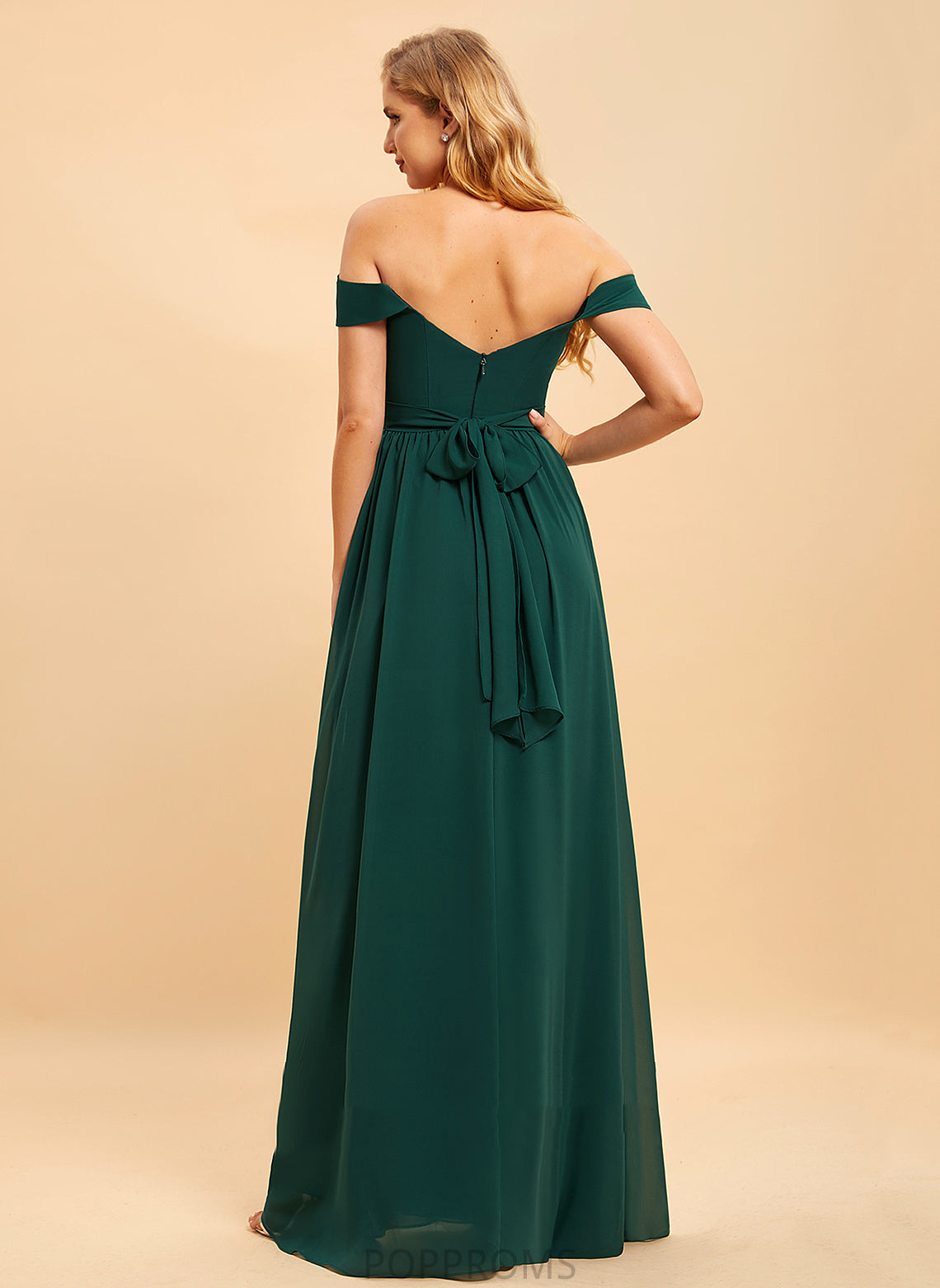 Off-the-Shoulder A-Line Fabric Embellishment Length Floor-Length SplitFront Silhouette Neckline Aleena Sleeveless Velvet Bridesmaid Dresses