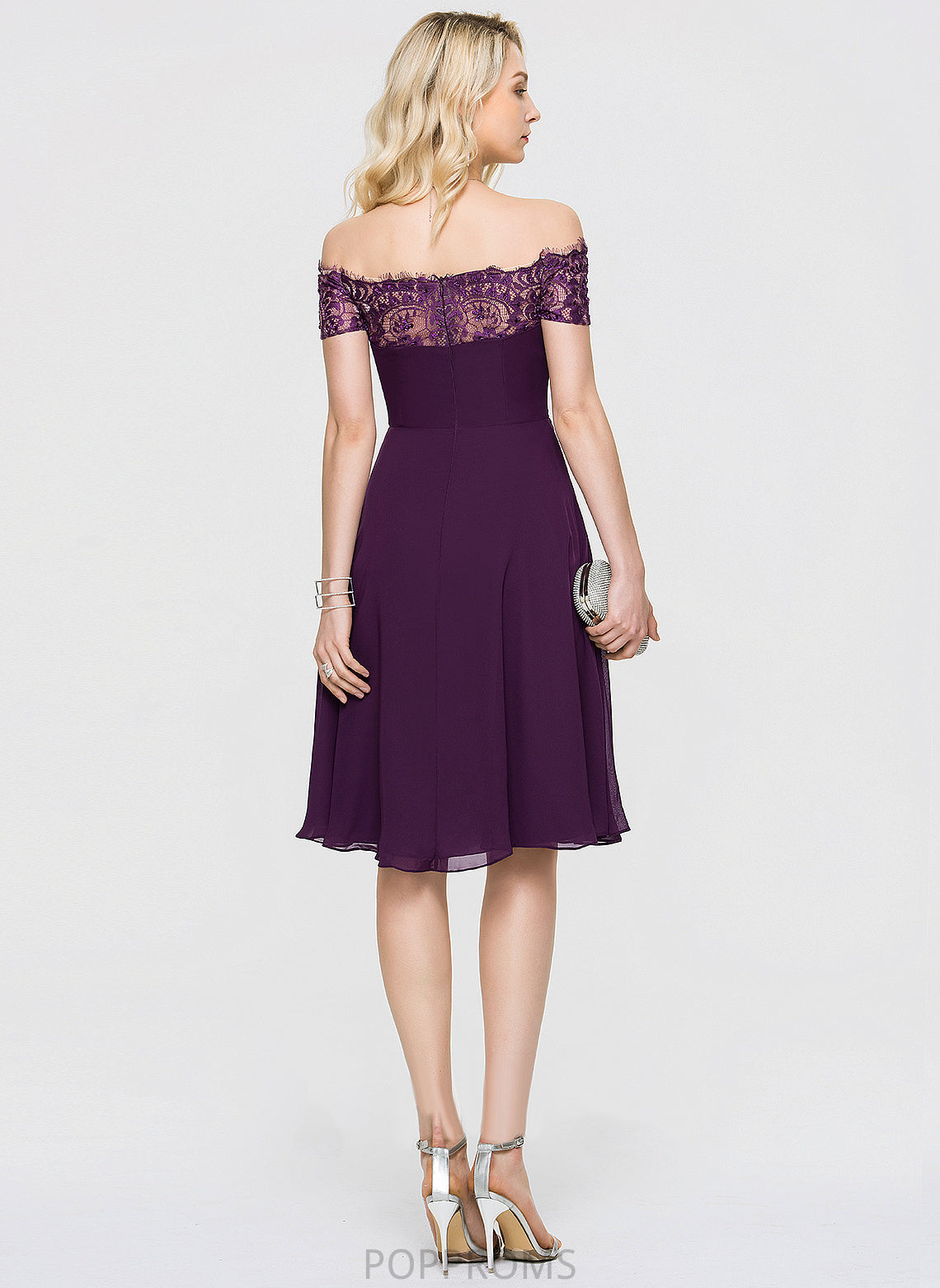 Dress Knee-Length With Off-the-Shoulder Homecoming Dresses Homecoming Lace Beading Chiffon Viviana A-Line