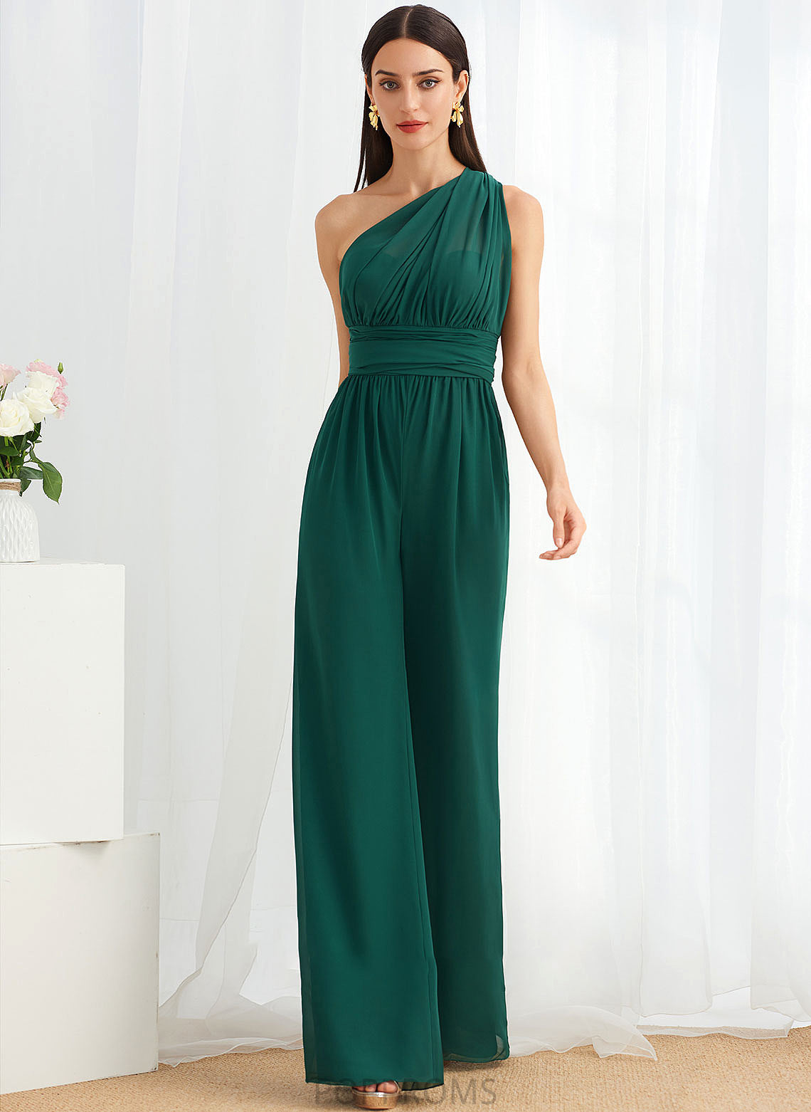 V-neck Fabric Straps Floor-Length Embellishment Ruffle One-Shoulder HighNeck Halter Length Neckline Elisabeth Bridesmaid Dresses