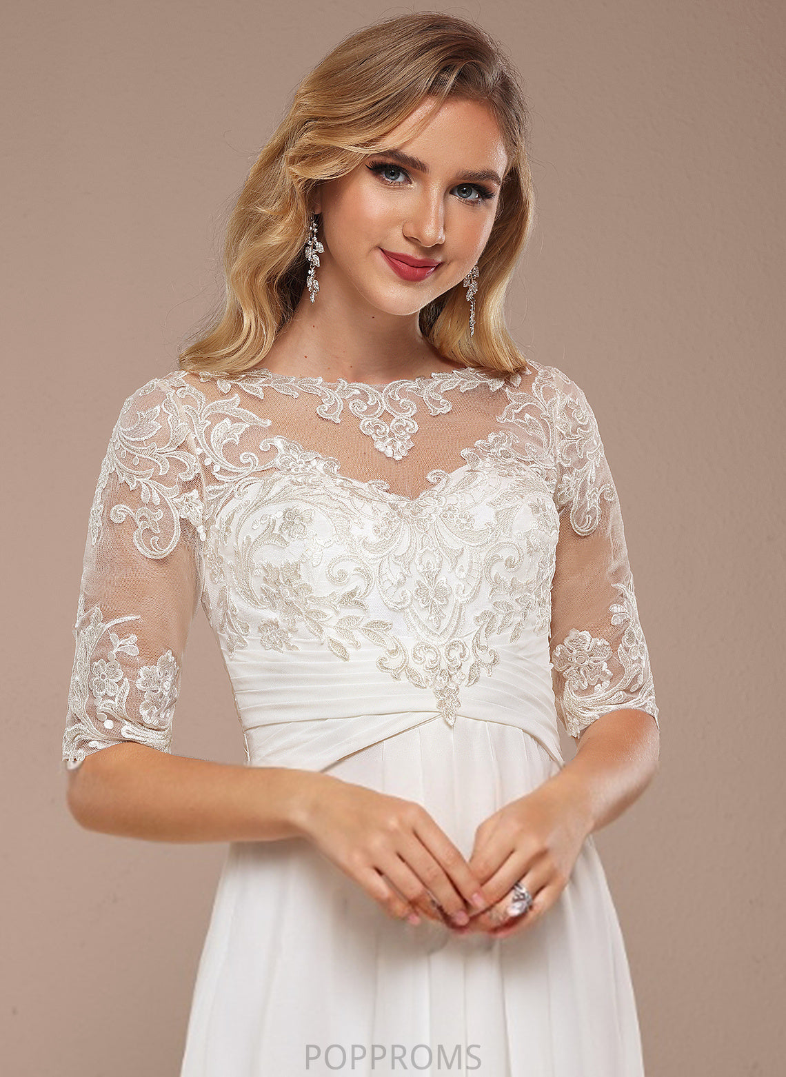 Dress Chiffon Kaya Neck Asymmetrical Wedding Dresses Wedding A-Line Lace Boat