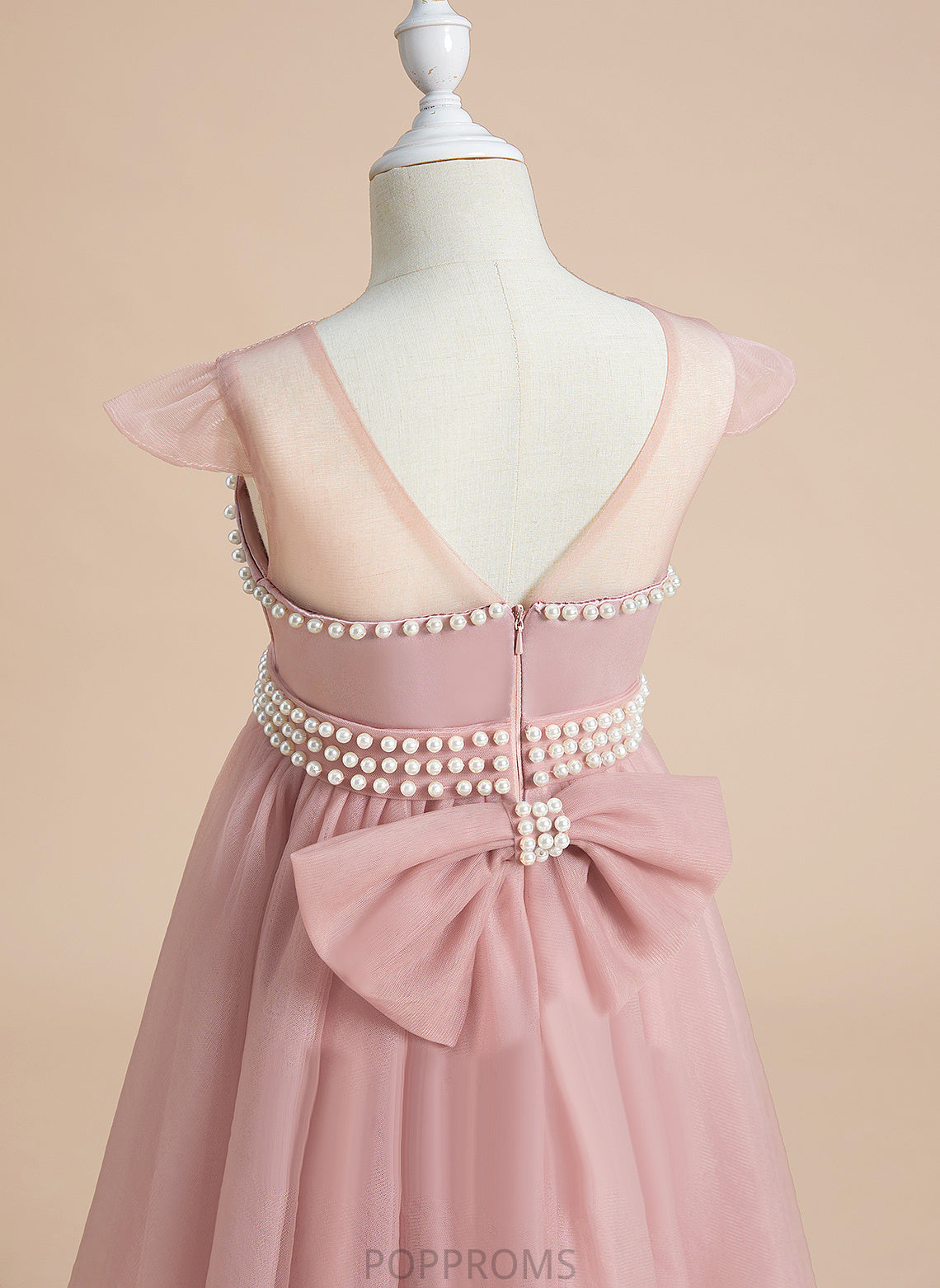 Beading/Bow(s) Flower Girl Dresses Knee-length Scoop - A-Line With Girl Flower Sleeveless Satin/Tulle Carissa Neck Dress