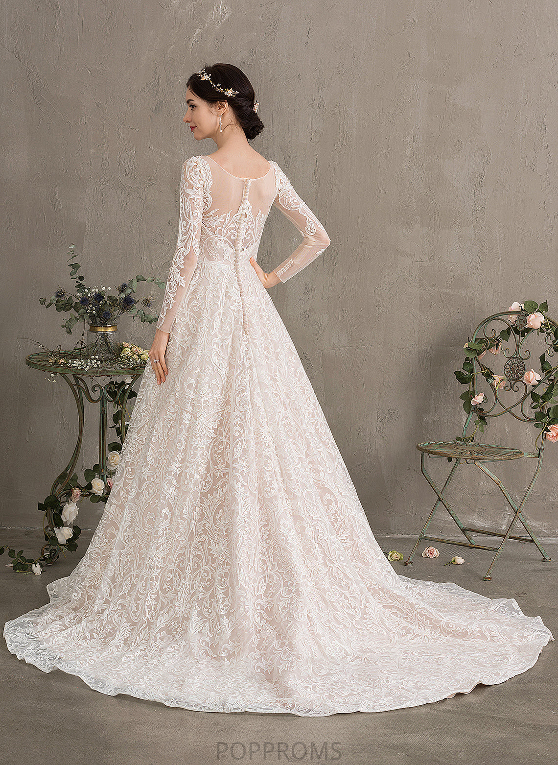 Court Dress Lace Train Ball-Gown/Princess Wedding Dresses Illusion Kaylah Wedding