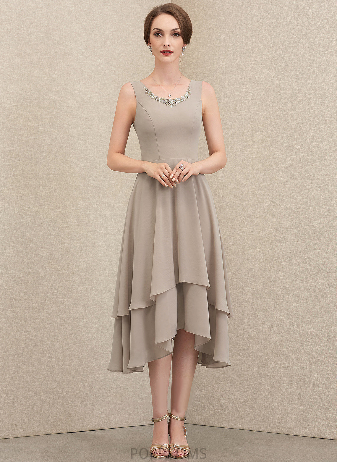 of Scoop Bride Beading the Mother of the Bride Dresses Neck A-Line Asymmetrical With Chiffon Dress Sequins Valerie Mother