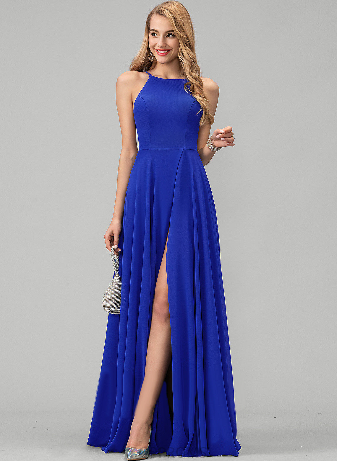 Floor-Length Scoop Sophie Prom Dresses A-Line Chiffon