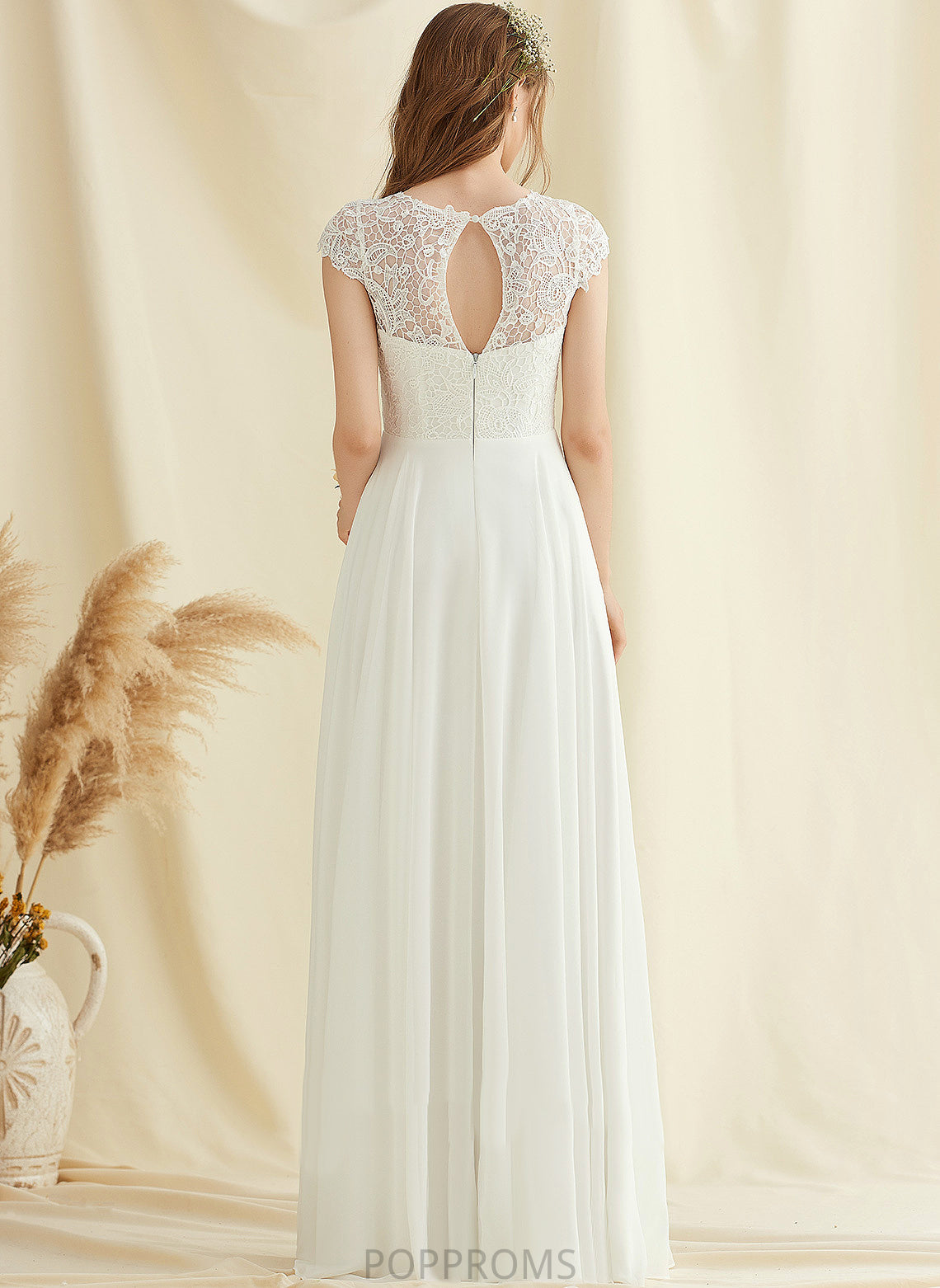 Chiffon Scoop Salma Wedding Dress Floor-Length A-Line Wedding Dresses Lace