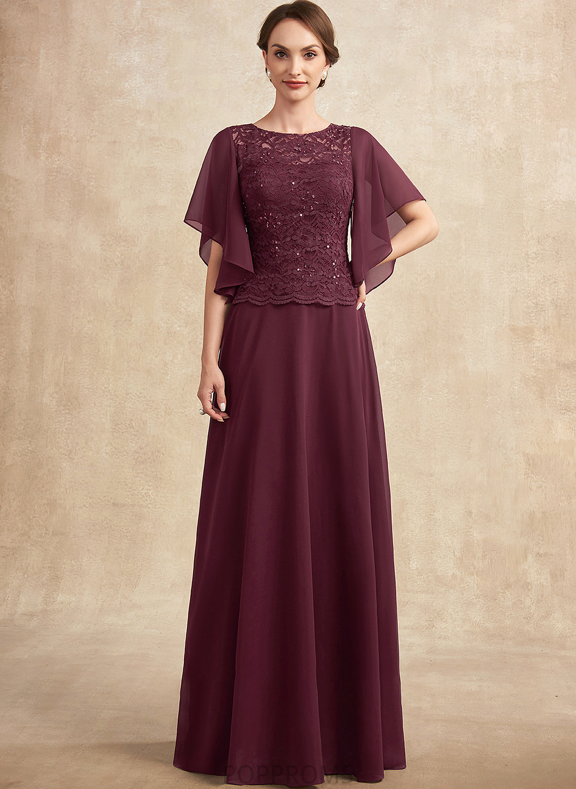 Chiffon With of Mother of the Bride Dresses A-Line Rebecca Bride Scoop the Sequins Neck Lace Floor-Length Mother Dress