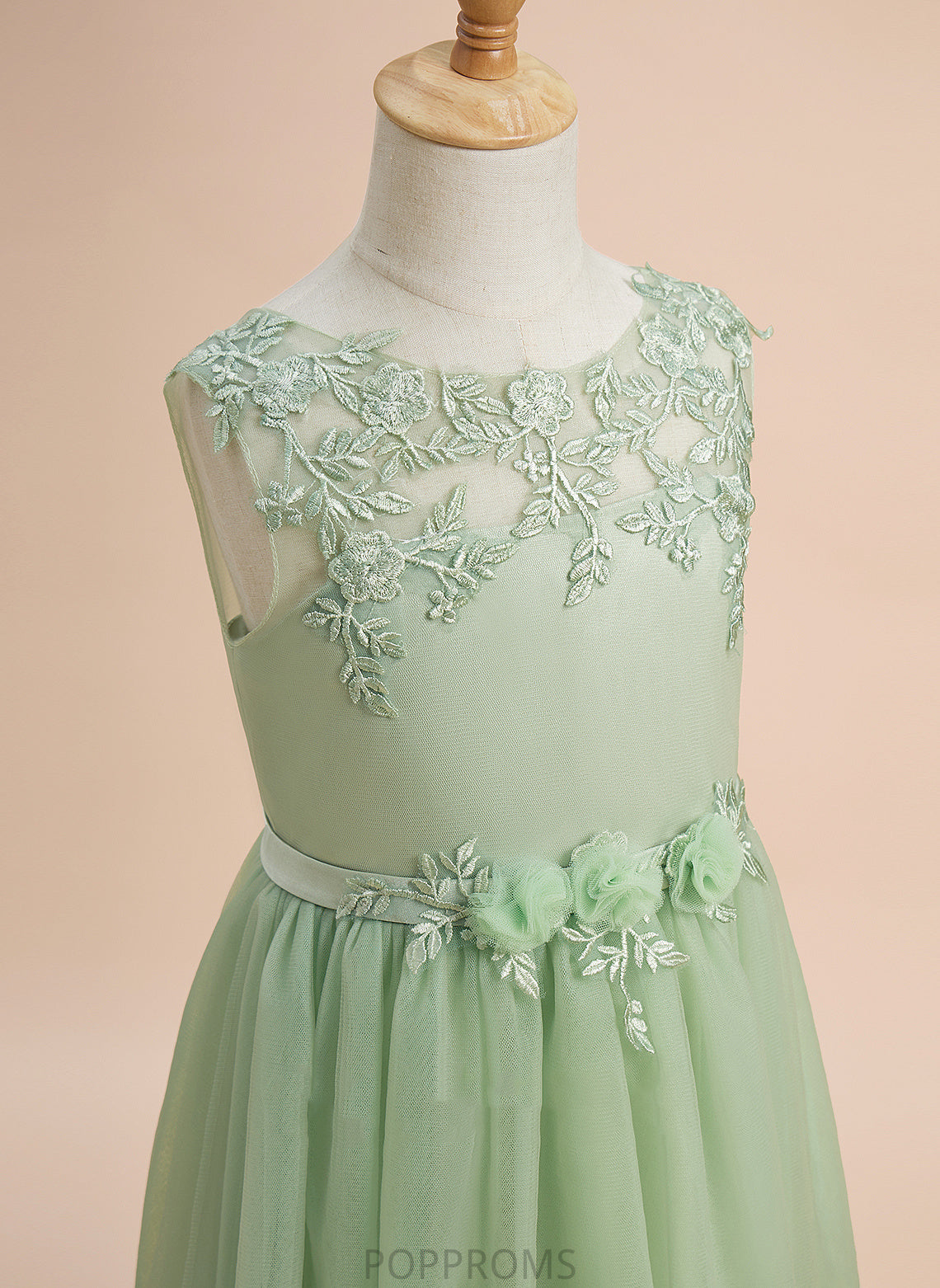 Neck Scoop Sleeveless With Flower Susie Girl Asymmetrical - Lace/Flower(s) Dress A-Line Flower Girl Dresses Tulle