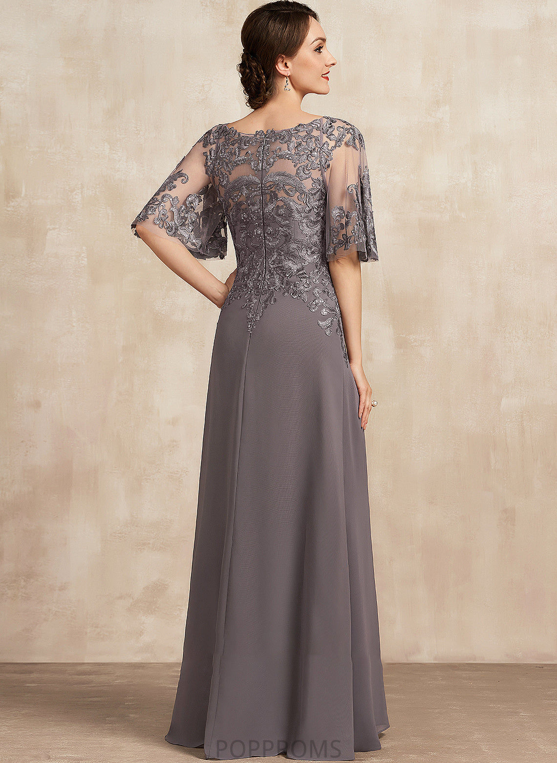 Scoop Damaris Neck the Floor-Length A-Line Chiffon Sequins With Dress Lace Mother of the Bride Dresses Bride Mother of