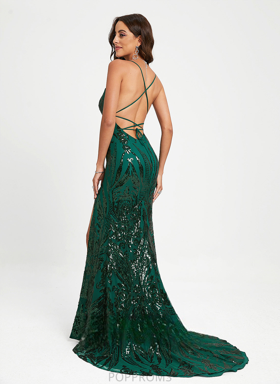 Train Cindy Sweep With Scoop Sequins Prom Dresses Trumpet/Mermaid Sequined