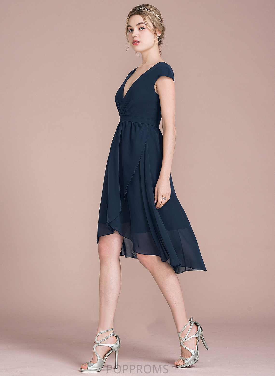 Cocktail A-Line V-neck Dress Asymmetrical Cocktail Dresses Chiffon Alexa