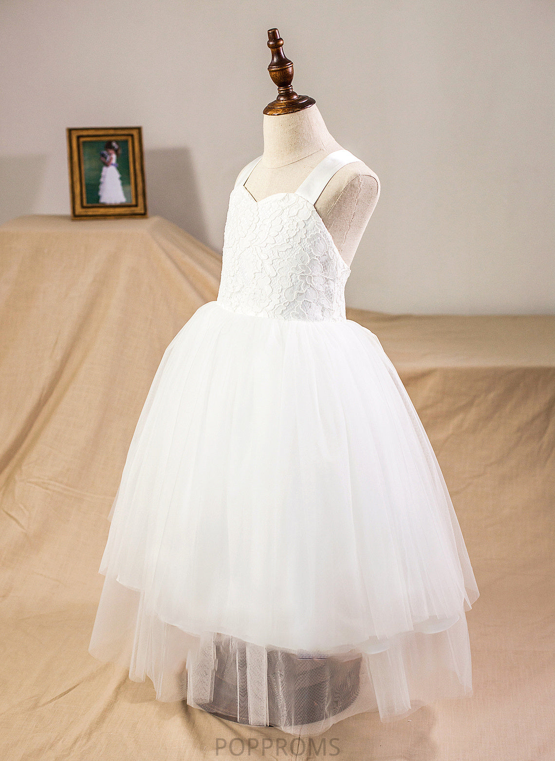 With Satin Dayanara Tea-Length Sweetheart Ball-Gown/Princess Bow(s) Junior Bridesmaid Dresses Tulle Lace