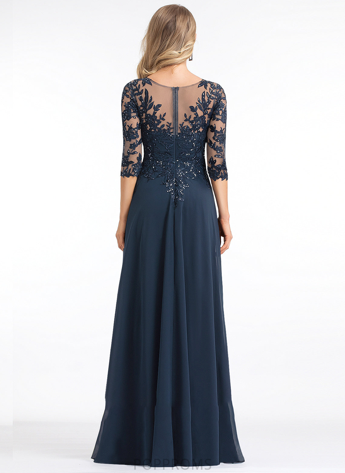 Rosalind Chiffon Floor-Length A-Line With Sequins V-neck Prom Dresses