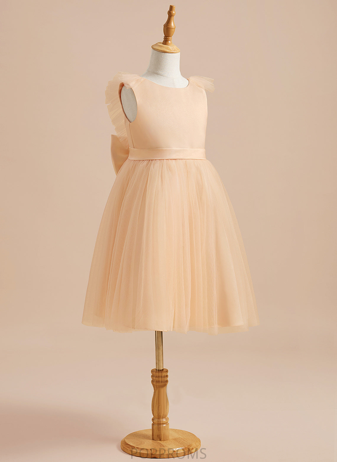 Sleeveless - Girl Bow(s) Tulle Flower Girl Dresses Dress Neck Scoop Flower Knee-length With Hedda A-Line