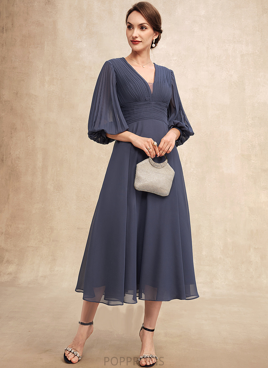 of Dress Mother Mother of the Bride Dresses Rylie V-neck Chiffon Bride A-Line the With Tea-Length Ruffle