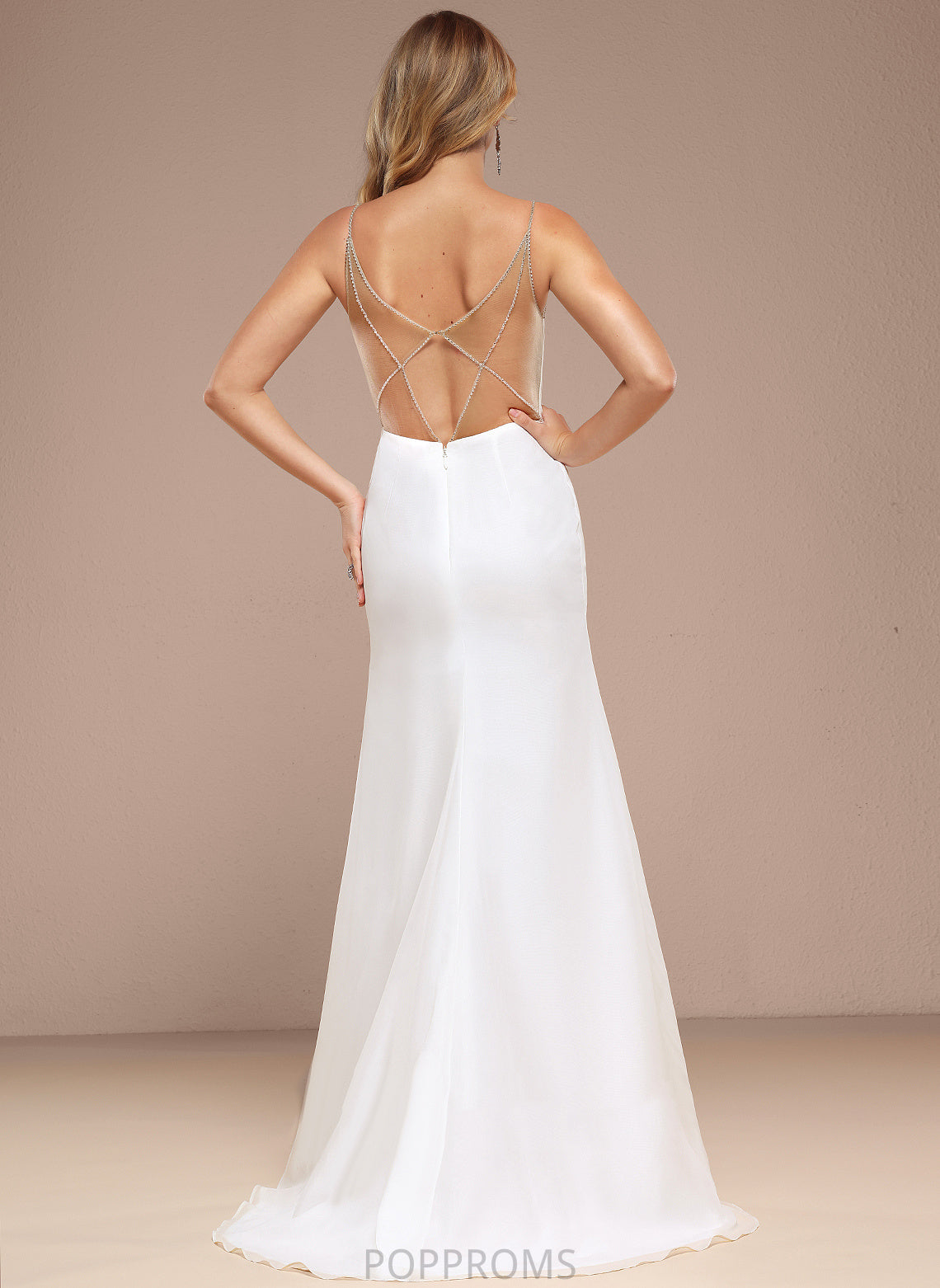 Dress Chiffon Jasmin Beading V-neck Trumpet/Mermaid With Wedding Dresses Sequins Sweep Train Wedding