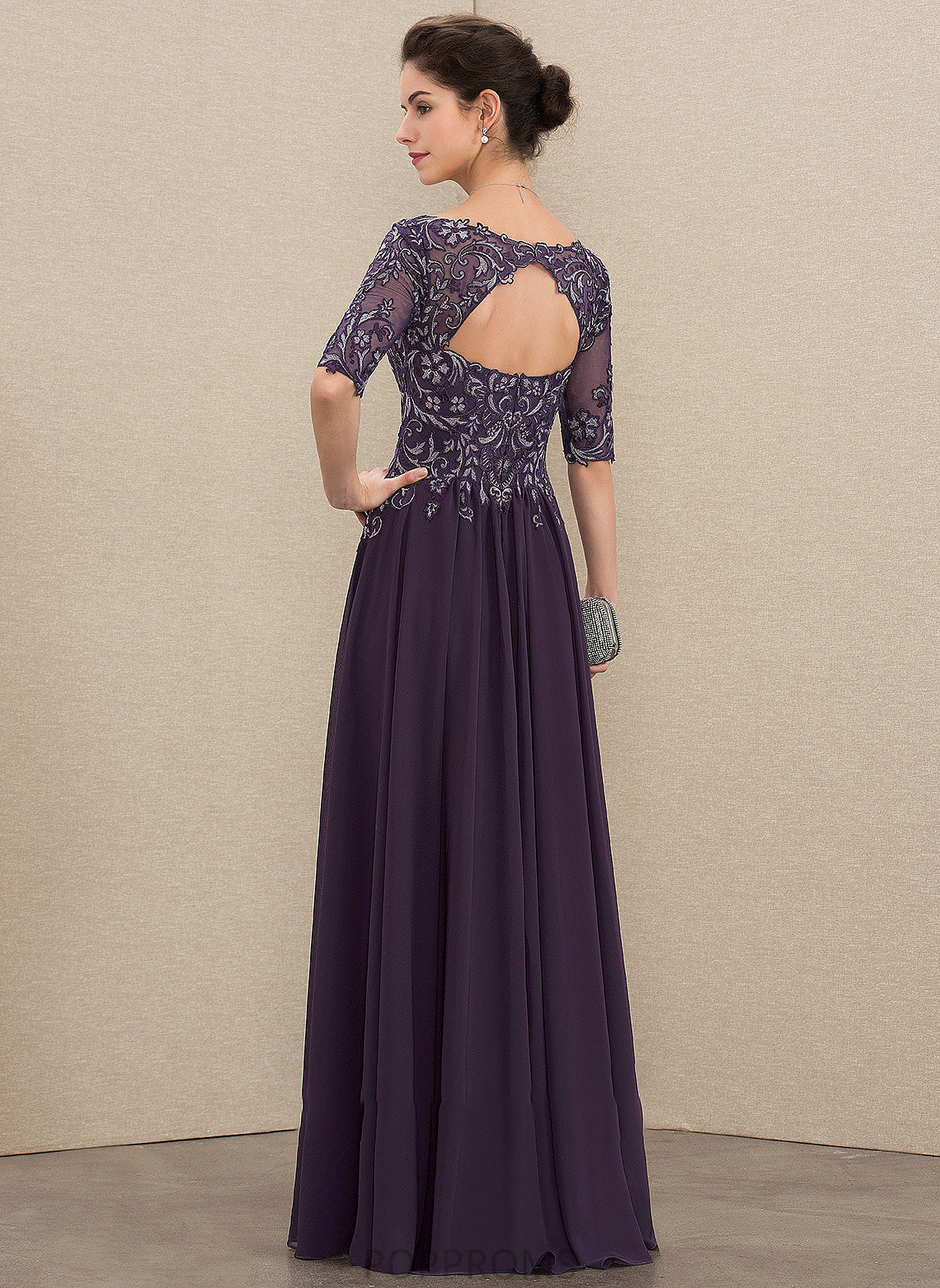 Dress Lace Floor-Length Mother V-neck the Mother of the Bride Dresses Bride of A-Line Chiffon Lilly