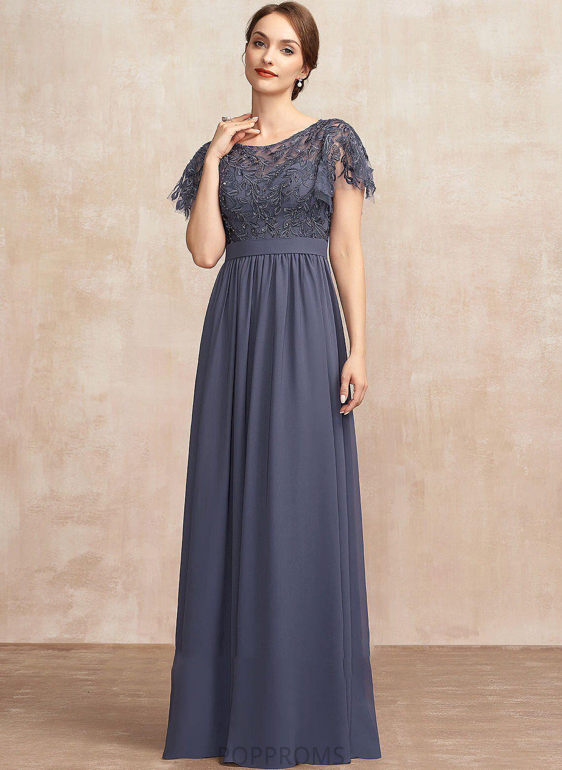 With Lace Chiffon the Bride Mother Sequins Mother of the Bride Dresses A-Line Scoop Luciana of Dress Neck Floor-Length