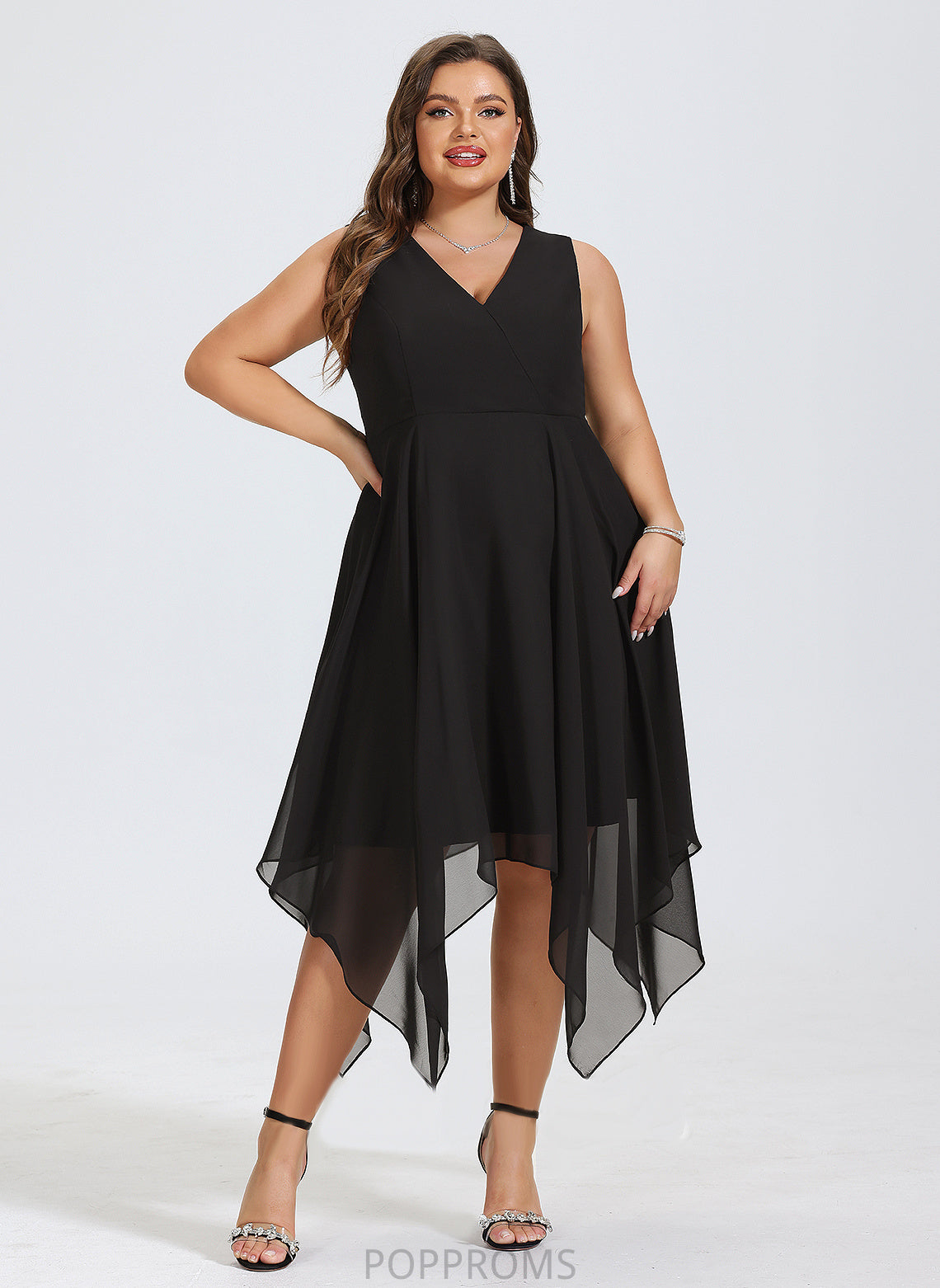 Courtney Chiffon Asymmetrical Dress Cocktail Dresses V-neck A-Line Cocktail