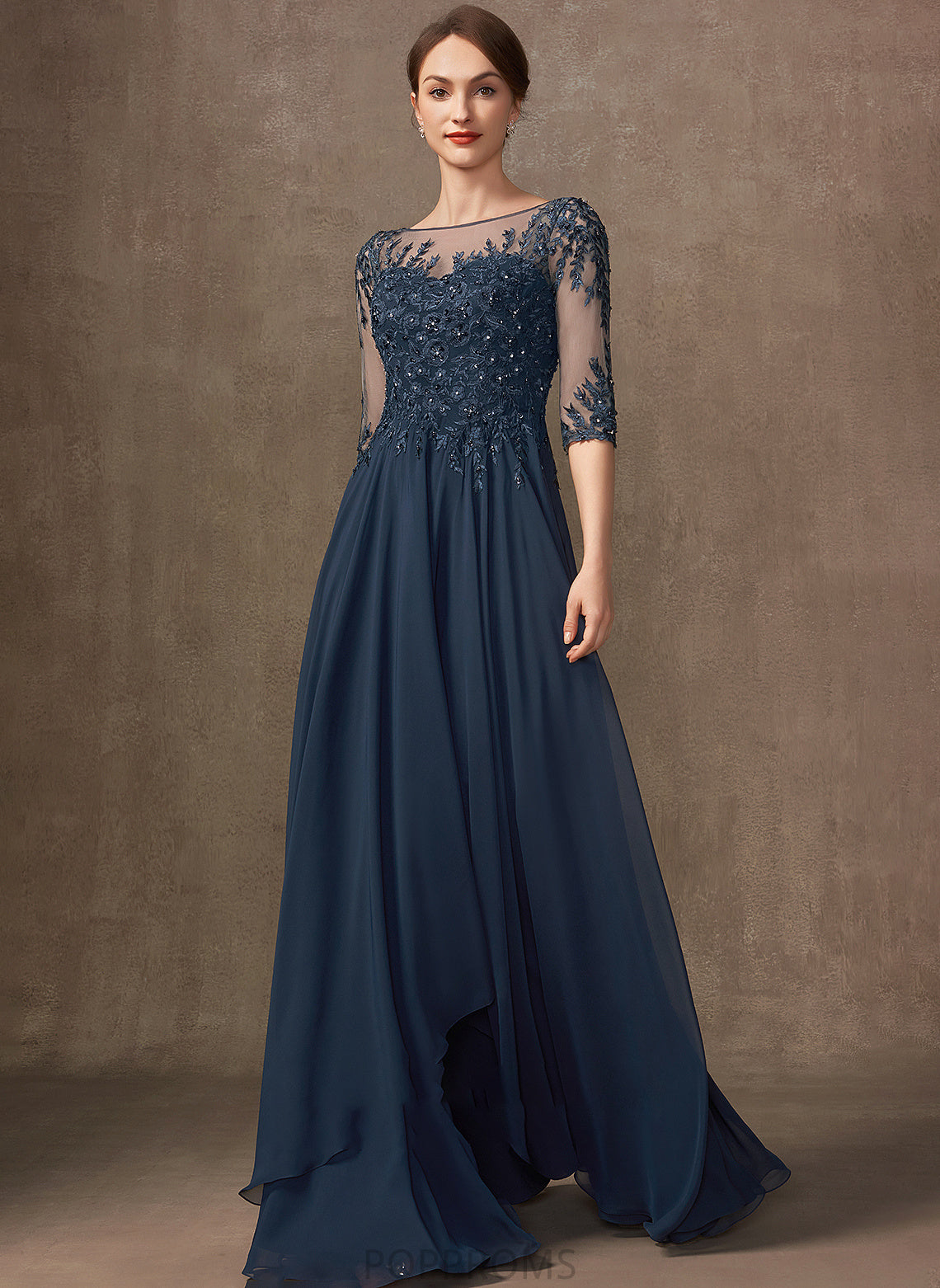 the A-Line Scoop Sequins Floor-Length Dress Lace With Rebekah Beading of Chiffon Bride Neck Mother Mother of the Bride Dresses